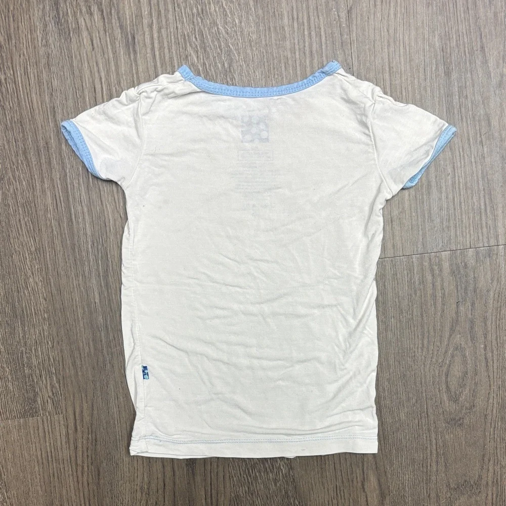 Blue and White Kids Shirt with Tree and Beehive Design